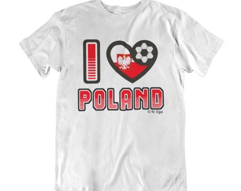 I Love POLAND Football T-Shirt, Ladies or Kids Womens Patriotic Gift