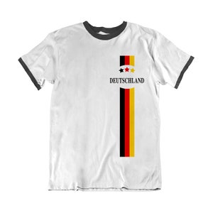 Mens GERMANY Country Name and Side Retro Strip Sustainable Gift T-Shirt German image 1