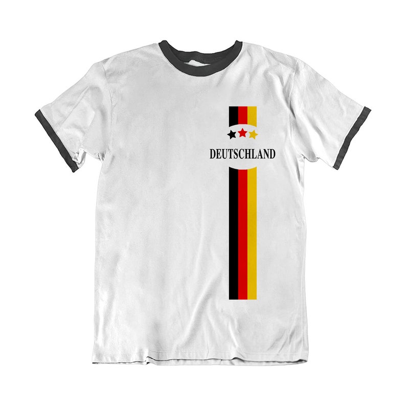 Mens GERMANY Country Name and Side Retro Strip Sustainable Gift T-Shirt German image 1