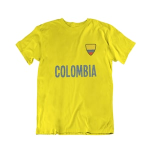 COLOMBIA Football T-Shirt Country Name Badge, Mens Womens Kids Matching Patriotic Tee