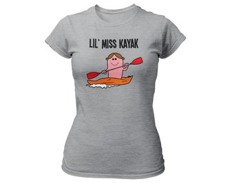 Lil Miss Kayak -  Womens Kayaking Organic Cotton T-Shirt Sustainable Gift For Her