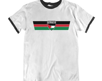 PALESTINE Mens T-Shirt RETRO Strip Palestinian, Made From Organic Cotton