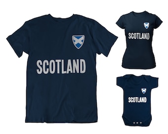 Scotland Football T-Shirt, World Cup 2026 Adults Kids Baby, Country Badge