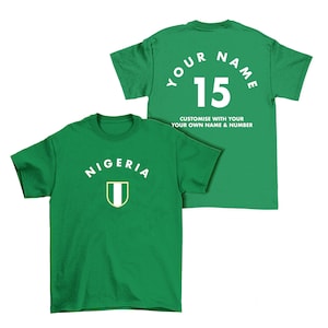 NIGERIA personalisiertes T-Shirt, Name / Nummer Erwachsene Kinder Baby Familie, nigerianischer Rugby-Fußballsport