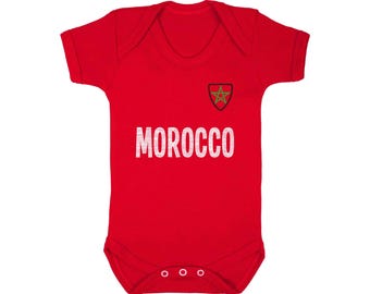 Morocco Baby Grow Football Kit Style – World Cup 2026 Baby Bodysuit