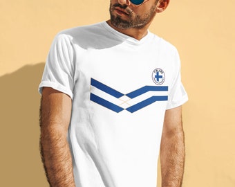Herren Finnland Fußball T-Shirt, New Style Retro Streifen Nachhaltiges Geschenk