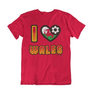 I Love WALES Football T-Shirt, Ladies or Kids Womens Patriotic Gift