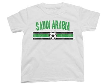 SAUDI-ARABI voetbal T-shirt distressed strip, heren dames kinder WK 2026