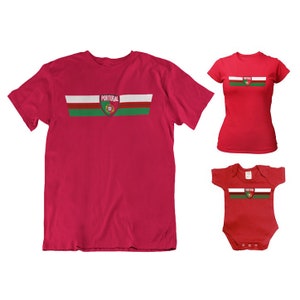Portugal Football T-Shirt, Adults Kids Baby, Retro Strip Mens Womens Patriotic Gift