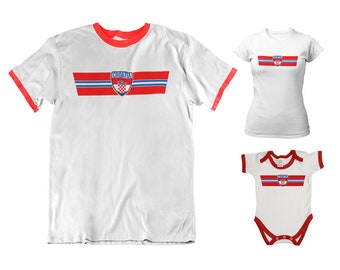 Croatia Football T-Shirt, Adults Kids Baby, Retro Strip World Cup 2026