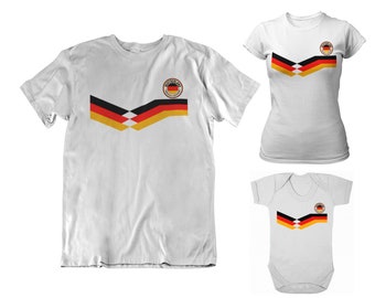 Germany Football T-Shirt, Adults Kids Baby, New Style Retro Strip World Cup 2026
