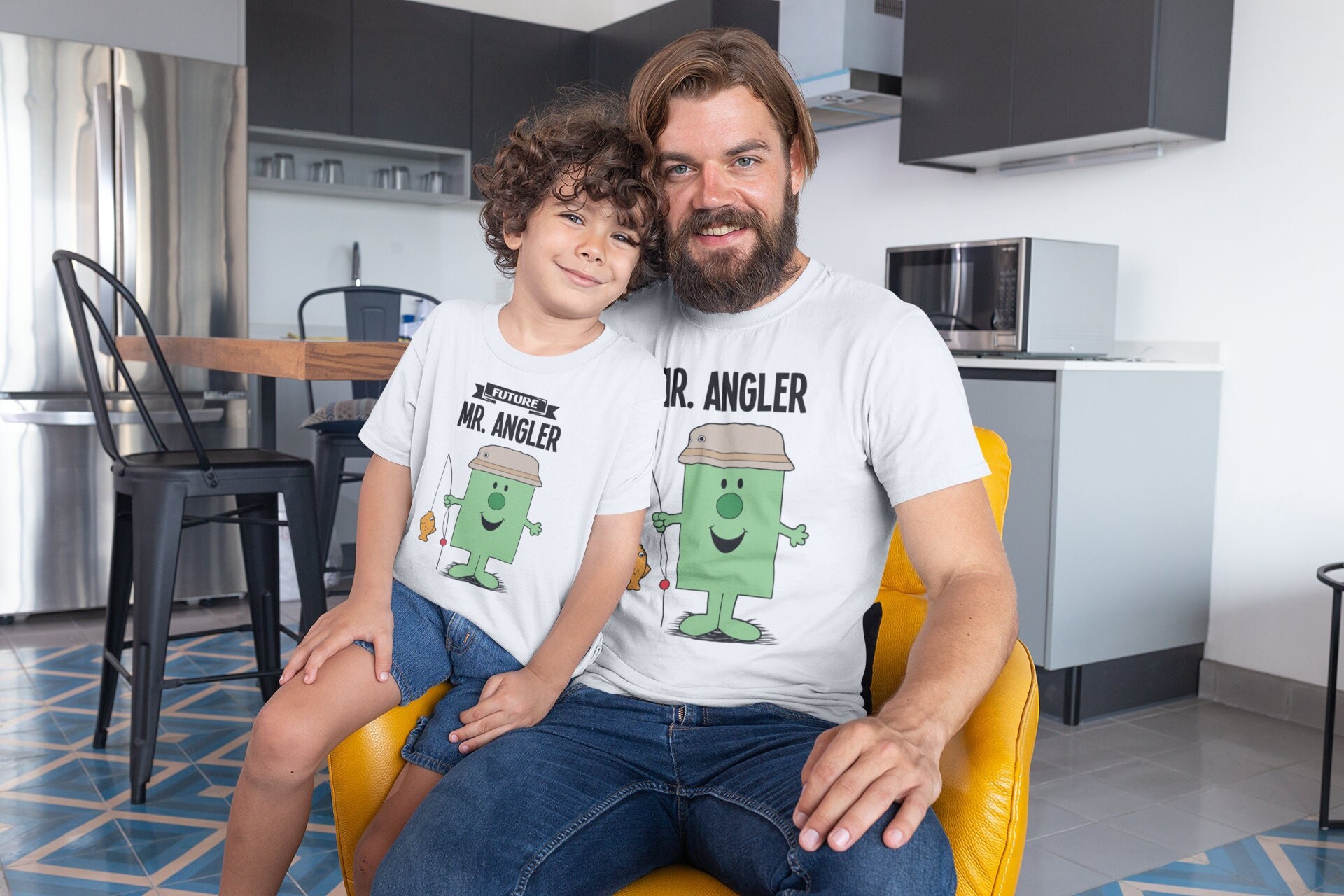 MR FUTURE ANGLER T-shirt, Fisherman Mens Kids Baby Family Matching