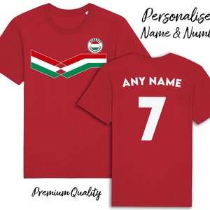 Hungary Personalised Strip T-Shirt, Name/Number Adults Kids Baby Family Country, Quality Football Patriotic