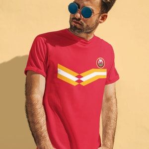 Mens Wales Football T-Shirt, New Style Retro Strip Patriotic Gift