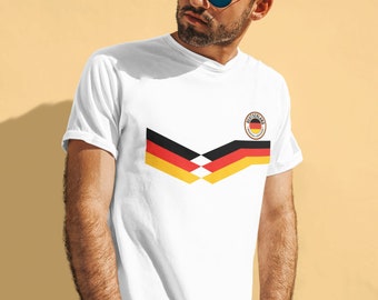 Herren Deutschland Fußball T-Shirt, New Style Retro Strip nachhaltiges Geschenk Bio-Baumwolle