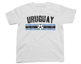 URUGUAY Football T-Shirt Distressed Strip, Mens Womens Kids World Cup 2026