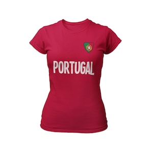 PORTUGAL Football T-Shirt ,Eco Friendly Ladies or Kids Country Badge, Womens