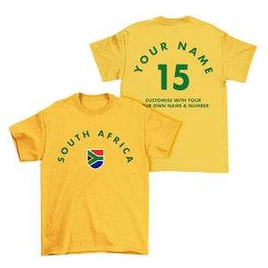 SOUTH AFRICA Personalised T-Shirt, Name/Number Adults Kids Baby Family, Rugby Football Sports