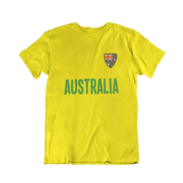 AUSTRALIA Football T-Shirt Country Name Badge, Mens Womens Kids Organic Cotton Tee