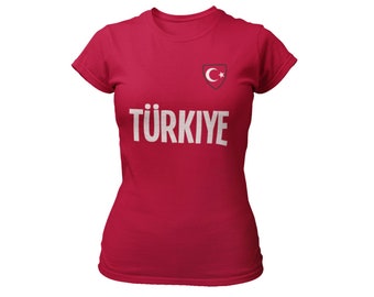 T-shirt Enfant Turquie Football Rouge - 100% Coton, Logo Vinyle, Neuf Sans étiquette