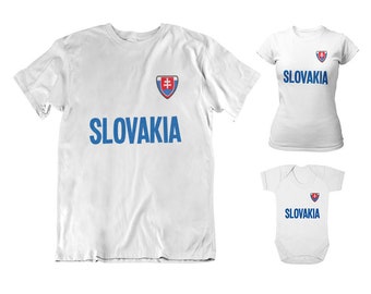 Slovakia Football T-Shirt, Adults Kids Baby, Country Badge Gift Patriotic