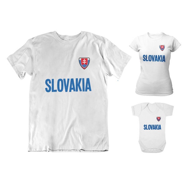 Slovakia Football T-Shirt, Adults Kids Baby, Country Badge Sustainable Gift Organic Cotton