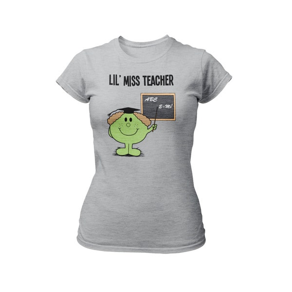 Lil Miss Teacher T-Shirt Biologisch Katoen, Duurzaam Onderwijs cadeau voor Dames