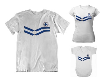 Finland Football T-Shirt, Adults Kids Baby, New Style Retro Strip Womens Patriotic Gift