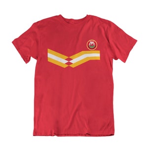 Mens Wales Football T-Shirt, New Style Retro Strip Patriotic Gift