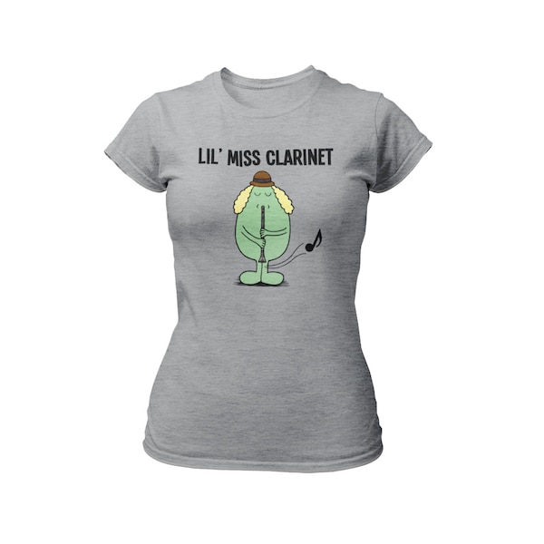 Lil Miss Clarinet Womens T-Shirt Organic Cotton, Sustainable Music Gift