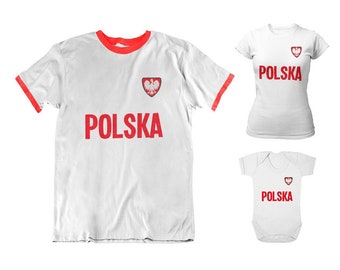 Polen Fußball T-Shirt, Erwachsene Kinder Baby, Country Badge Nachhaltiges Geschenk Bio-Baumwolle