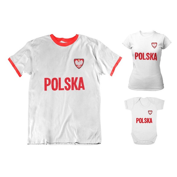 Poland Football T-Shirt, Adults Kids Baby, Country Badge Sustainable Gift Organic Cotton