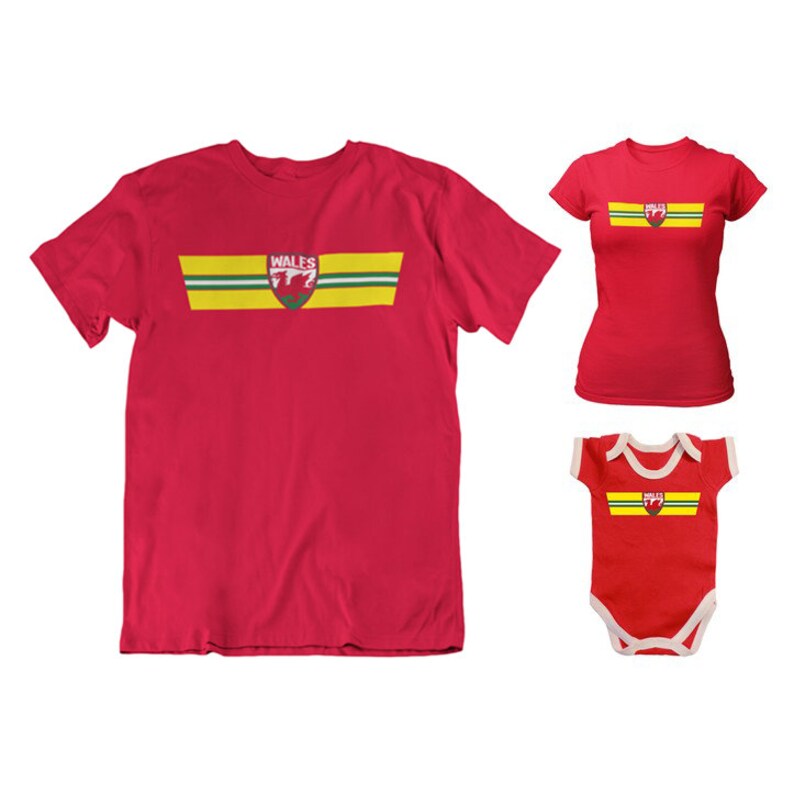Wales Football Tshirt Adults Kids Baby Retro Strip Etsy UK