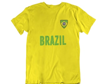 BRASILIEN Fußball T-Shirt Landes Namensschild, Herren Damen Kinder WM 2026