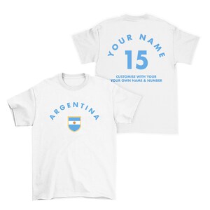 ARGENTINA Personalised T-Shirt, Name/Number Adults Kids Baby Family, Rugby Football Sports