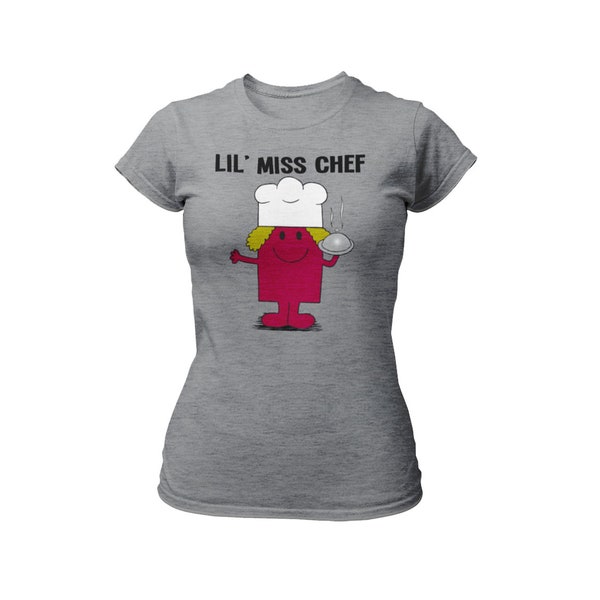 Lil Miss Chef T-shirt Femme Coton Bio, Cadeau de Cuisine Durable