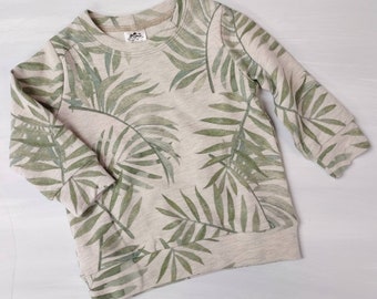 Toddler Crew Pullover - Palm Leaf Oatmeal French Terry Sweater