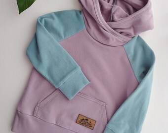 Kids Purple Teal Hoodie - French Terry Sweatshirt