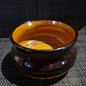Vintage Welsh Studio Pottery Bowl Brown Amber Glaze Handmade Wales UK Rustic Ceramic Bowl
