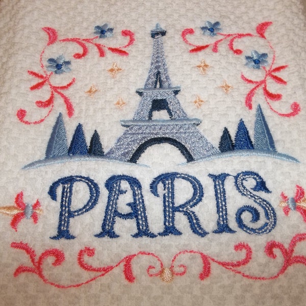 Paris Embroidered Dish Kitchen Towel France décor, fast free shipping great for Mom Grandma Nana friend gift for under 15 dollars