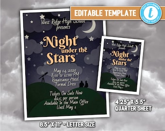 A Night Under the Stars - Flyer and Poster - editable template