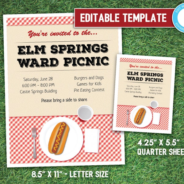 Ward Picnic Flyer and Poster - editable template