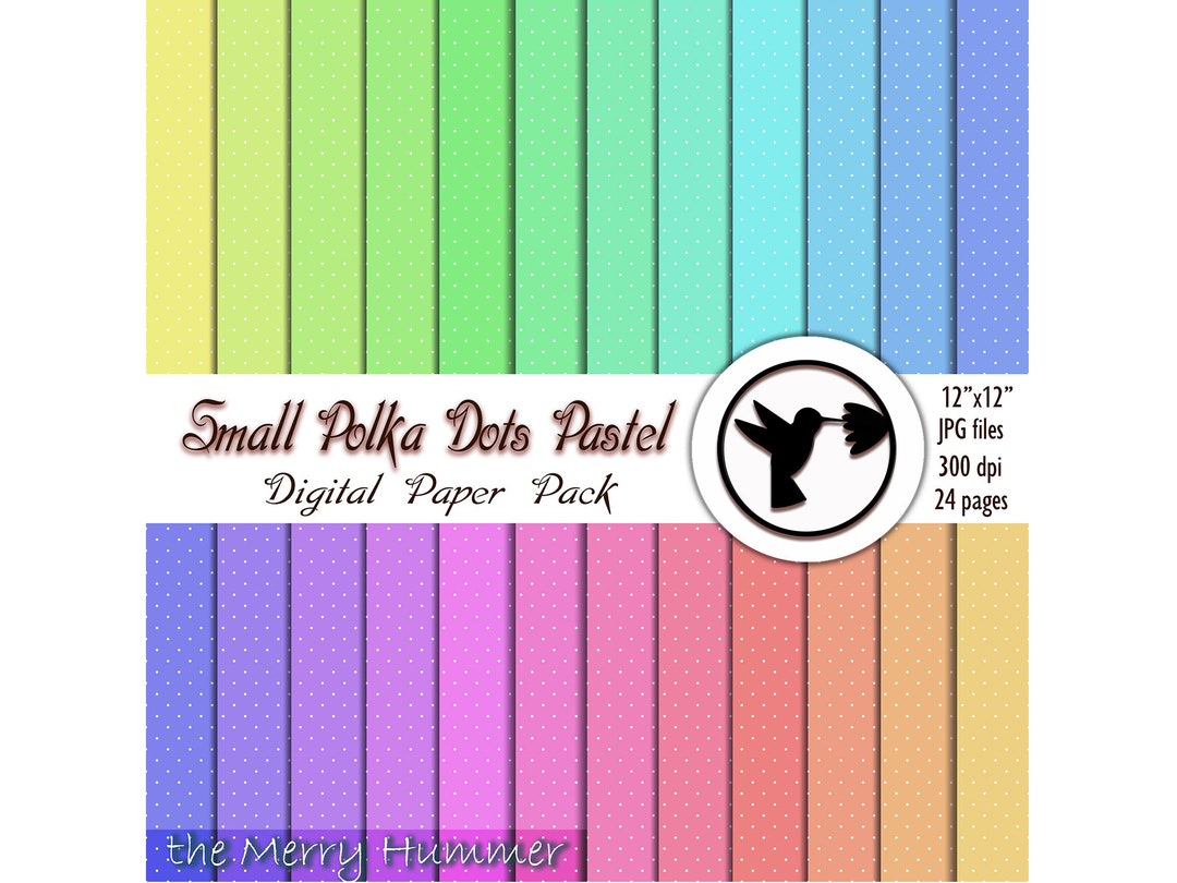 Small Polka Dot Digital Paper Pack in Pastel Rainbow Colors, Instant ...