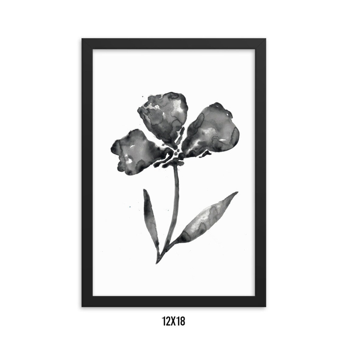 Black and White Wall Art Framed Floral Art Print Framed Etsy