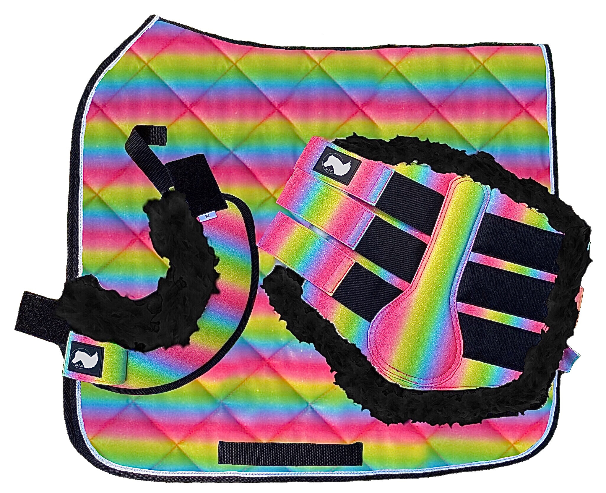 Rainbow Glitter Unicorn Horse Pony Saddle Pad Boots Tack Set Etsy Canada