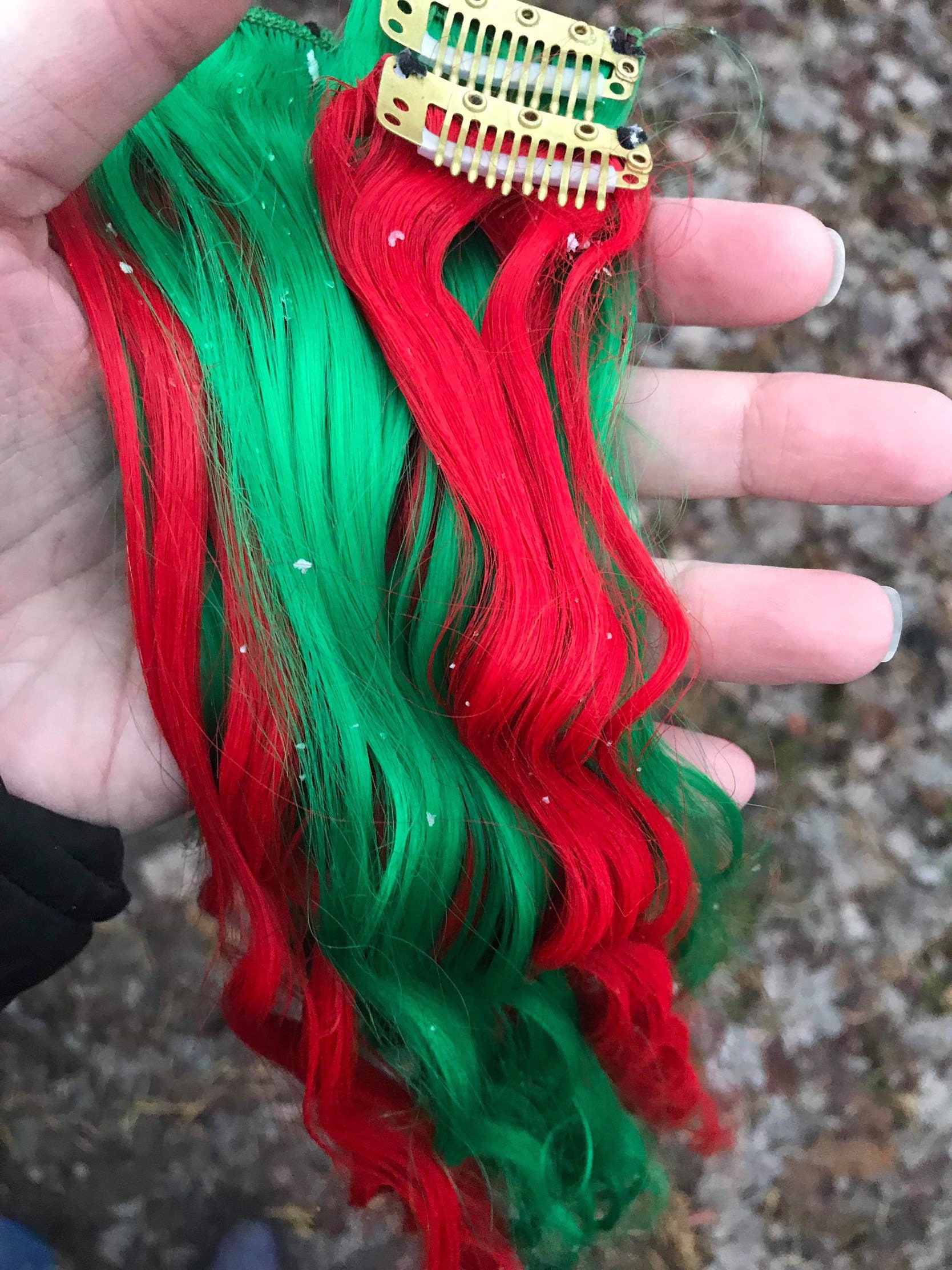 Vibrant Christmas Colored Hair Extensions Clip In - Temu