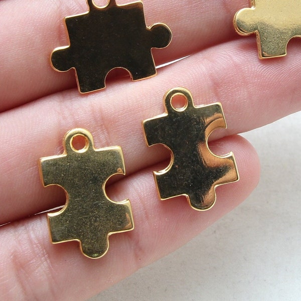 24x20mm 24k Shiny Gold Plated Puzzle Pendant Charm, Bracelet Charm, Jigsaw Jewelry, Puzzle Charm, Jewelry Making, Jewelry Findings,FLŞ1369