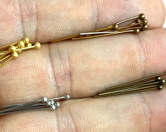 20mm Ball Pins, Jewelry Pins, Jewelry Making, Ball End Head pins, Findings Supplies, Ball Head Pin, Sterling Head Pins,Jewelry Design Pin