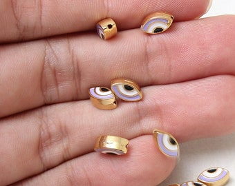 9x5mm 24k Shiny Gold Enamel Evil Eye Beads, Bracelet Charm, Gold Plated Findings, Evil Eye Bracelet, Enamel Eye Bracelet, Jewelry, FLŞ227