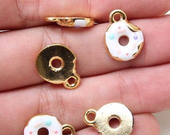 14x18mm 24k Shiny Gold Donut Charm, Enamel Donut Pendant, Gold Donut Pendant, Donut Jewelry, Gold Donut Earring, Colourful Donut, FLŞ347